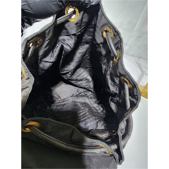 Authentic Prada Vintage Vela Drawstring Backpack Black - Picture 10 of 11